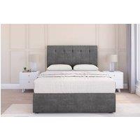 Sloomy Highbury Plush Divan Bed With Mattress No Drawers With 26 Strutted Headboard in Dark Grey | Size: Single