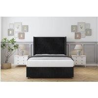 Sloomy Devonshire Naples Divan Set No Drawers-54 Wingback in Black | Size: Super King