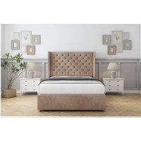 Sloomy Dior Naples Divan Set No Drawers-54 Wingback in Light Brown | Size: King