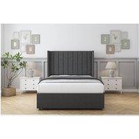 Sloomy Falcon Dumfries Divan Set No Drawers-54 Wingback in Dark Grey | Size: King