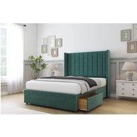 Sloomy Falcon Plush Divan Set 2 Drawers-54 Wingback in Emerald | Size: Double