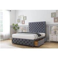 Sloomy Watson Plush Divan Set No Drawers - 54 Headboard 12 Footboard in Dark Grey | Size: King