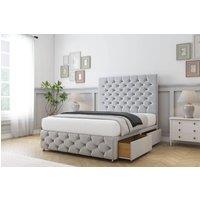 Sloomy Watson Plush Divan Set 2 Drawers - 54 Headboard 12 Footboard in Silver | Size: Super King