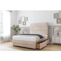 Sloomy Monaco Naples Divan Bed Set 2 Drawers Left Side With 26 Strutted Headboard & 12 Matching Footboard in Light Sand | Size: Super King