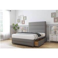 Sloomy Monaco Tweed Divan Bed Set 2 Drawers Foot-End With 26 Strutted Headboard & 12 Matching Footboard in Light Grey | Size: Small Double