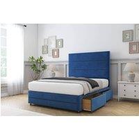 Sloomy Monaco Plush Divan Set 4 Drawers-54 Headboard-Footboard in Navy | Size: Small Double