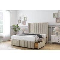 Sloomy Melbourne Plush Divan Set No Drawers-54 Wingback-Footboard in Cream | Size: King