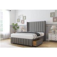 Sloomy Melbourne Dumfries Divan Set No Drawers-54 Wingback-Footboard in Light Grey | Size: Single
