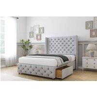 Sloomy Luthor Naples Divan Set No Drawers-54 Wingback-Footboard in Silver | Size: King