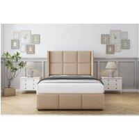 Sloomy Beaumont Plush Divan Set No Drawers-54 Wingback-Footboard in Stone | Size: Small Double
