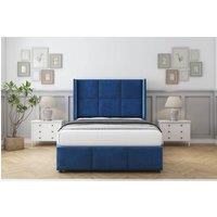 Sloomy Beaumont Plush Divan Set No Drawers-54 Wingback-Footboard in Blue | Size: King