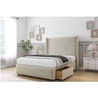 Sloomy Stratford Plush Divan Set No Drawers-54 Wingback-Footboard in Cream | Size: Double