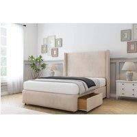 Sloomy Stratford Naples Divan Set No Drawers-54 Wingback-Footboard in Light Sand | Size: Super King