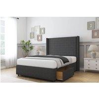 Sloomy Stratford Dumfries Divan Set 2 Drawers-54 Wingback-Footboard in Dark Grey | Size: Small Double