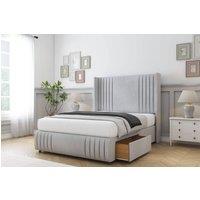 Sloomy Camden Naples Divan Set No Drawers-54 Wingback-Footboard in Silver | Size: Super King