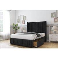 Sloomy Marlborough Naples Divan Set No Drawers-54 Wingback-Footboard in Black | Size: Small Single
