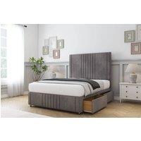 Sloomy Harrington Naples Divan Bed Set 2 Drawers Left Side With 26 Strutted Headboard & 12 Matching Footboard in Grey | Size: Super King