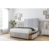 Sloomy Harrington Plush Divan Set No Drawers-54 Headboard-Footboard in Silver | Size: Single
