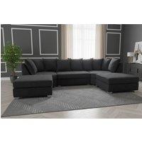 Stratus Interiors Easton Large U-Shaped Sofa in Soft Velvet Fabric in Black