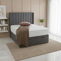 BSSPOKE Hannah Ottoman Divan Bed Plush Velvet 54 Headboard & No Mattress in Grey | Size: Single