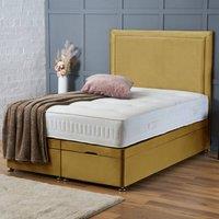 BSSPOKE Ella Ottoman Divan Bed Plush Velvet 54 Headboard & No Mattress in Mustard | Size: Single