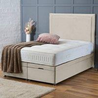 BSSPOKE Ella Ottoman Divan Bed Plush Velvet 54 Headboard & No Mattress in Cream | Size: Super King