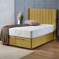 BSSPOKE Hannah Ottoman Divan Bed Plush Velvet 54 Headboard & Mattress in Mustard | Size: Small Double