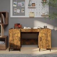 Berkfield Home Desk Smoked Oak 140x50x75 cm Engineered Wood in Brown | Size: 140 x 50 x 75 cm