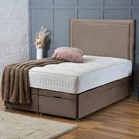 BSSPOKE Ella Ottoman Divan Bed Plush Velvet 54 Headboard & No Mattress in Taupe | Size: Double