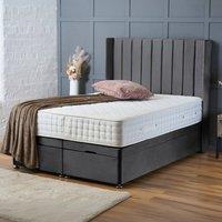 BSSPOKE Hannah Ottoman Divan Bed Plush Velvet 54 Headboard & No Mattress in Charcoal | Size: Single