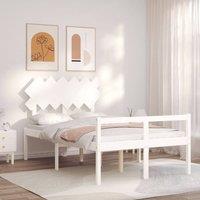 Berkfield Home Bed Frame with Headboard White 120x200 cm Solid Wood | Size: Small Double