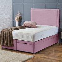 BSSPOKE Ella Ottoman Divan Bed Plush Velvet 54 Headboard & No Mattress in Pink | Size: Double