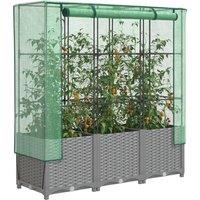 Berkfield Home Raised Bed with Greenhouse Cover Rattan Look 120x40x138 cm in Black | Size: 120 x 40 x 138 cm