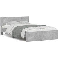 Berkfield Home Bed Frame with Headboard & LED Concrete Grey 120x190 cm Small Double