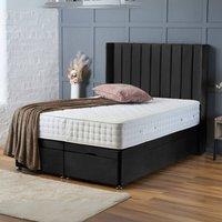 BSSPOKE Hannah Ottoman Divan Bed Plush Velvet 54 Headboard & No Mattress in Black | Size: Single