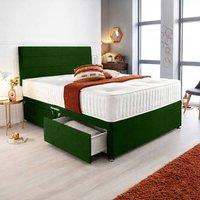 PARADISE BEDS LTD Orthopedic Divan Bed Set With Memory Foam Spring Mattress in Dark Green | Size: Single
