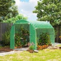 OUTSUNNY Polytunnel Greenhouse with PE Cover, Galvanised Steel Frame, Green | Size: 2964mm x 2964mm