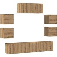 Berkfield Home 7 Piece TV Cabinet Set Wall-mounted Artisan Oak Engineered Wood in Brown