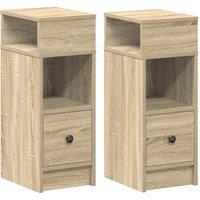 Berkfield Home Bedside Cabinets 2 pcs with Drawer Sonoma Oak 25x31x66 cm in Light Brown | Size: 25 x 31 x 66 cm