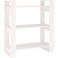 Berkfield Home Book Cabinet/Room Divider White 80x35x91 cm Solid Wood Pine | Size: 80 x 35 x 91 cm