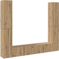 Berkfield Home Wall Mounted TV cabinets 6 pcs Artisan Oak Engineered Wood in Brown