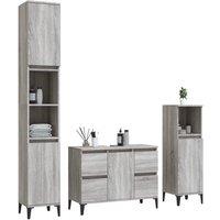 Berkfield Home Modern 3 Piece Bathroom Furniture Set Grey Sonoma Engineered Wood