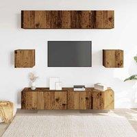 Berkfield Home Classic 6 Piece TV Cabinet Set Wall-mounted Old Wood Engineered Wood in Brown