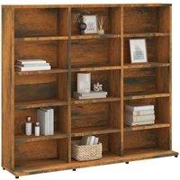 Berkfield Home Sturdy CD Cabinet Smoked Oak 102x23x89.5 cm Engineered Wood in Brown