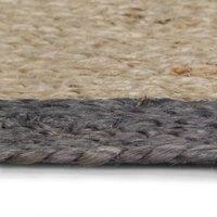 Berkfield Home Handmade Rug Jute with Dark Grey Border 150 cm in Natural | Size: 100 cm diameter