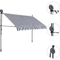 Berkfield Home Manual Retractable Awning with LED 300 cm Blue & White
