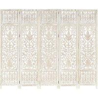 Berkfield Home Hand carved 5-Panel Room Divider White 200x165 cm Solid Mango Wood