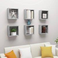 Berkfield Home Wall Cube Shelves 6 pcs Concrete Grey 30x15x30 cm | Size: 30 x 15 x 30 cm