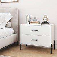 Gymax 2-Drawers Dresser Nightstand With Metal Legs Wooden End Side Table in White