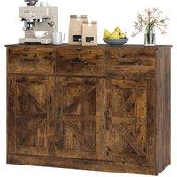 Gymax Farmhouse Large Sideboard Storage Cabinet Buffet Cabinet with Drawers in Brown